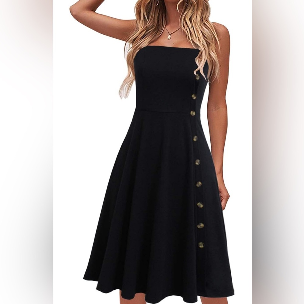 Elegant Black Button-Detail Dress